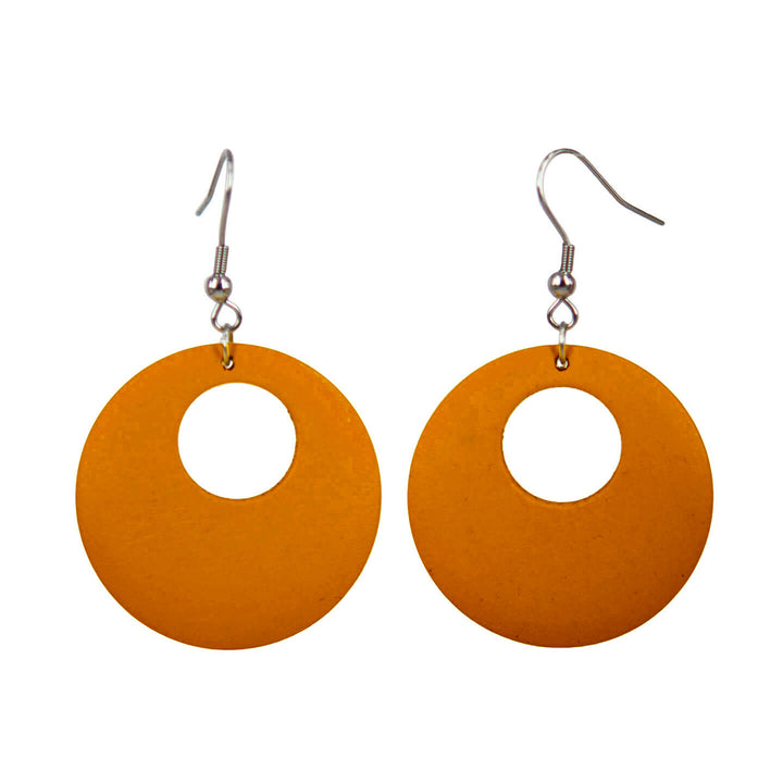 Domestic round wood earrings (Steel 316L)