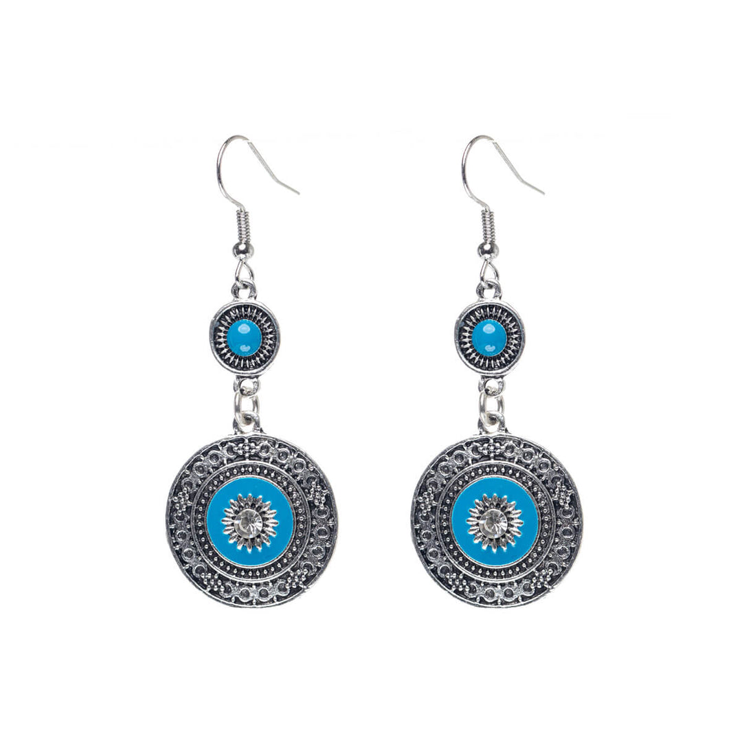 Hanging ethno earrings with glass stone