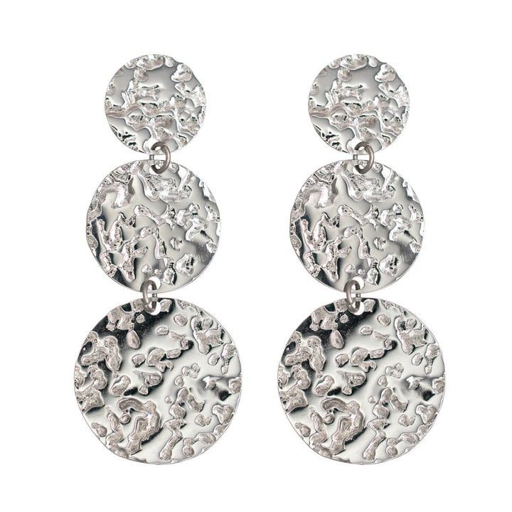 Smidda hängande örhängen med tre cirklar (Stål 316L)