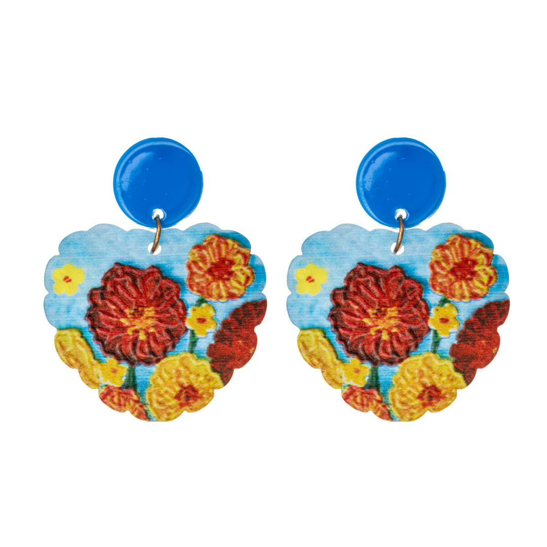 Heart shaped flower earrings