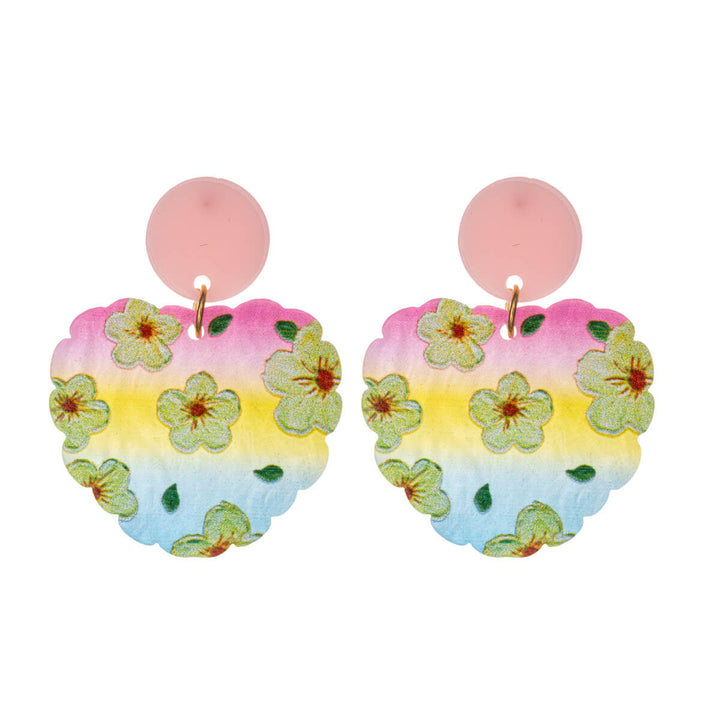 Heart shaped flower earrings