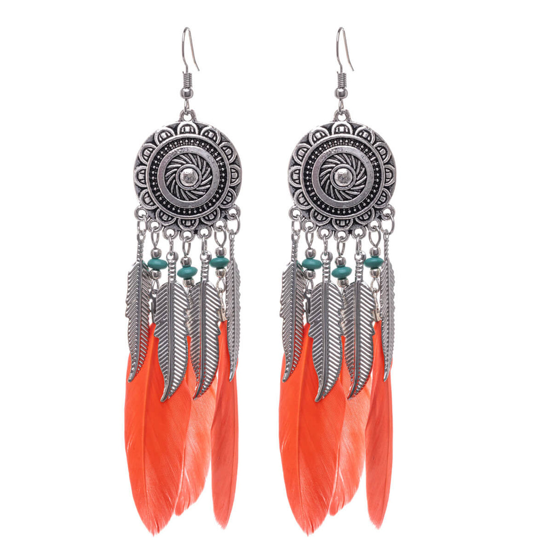 Big feather earrings poppy earrings