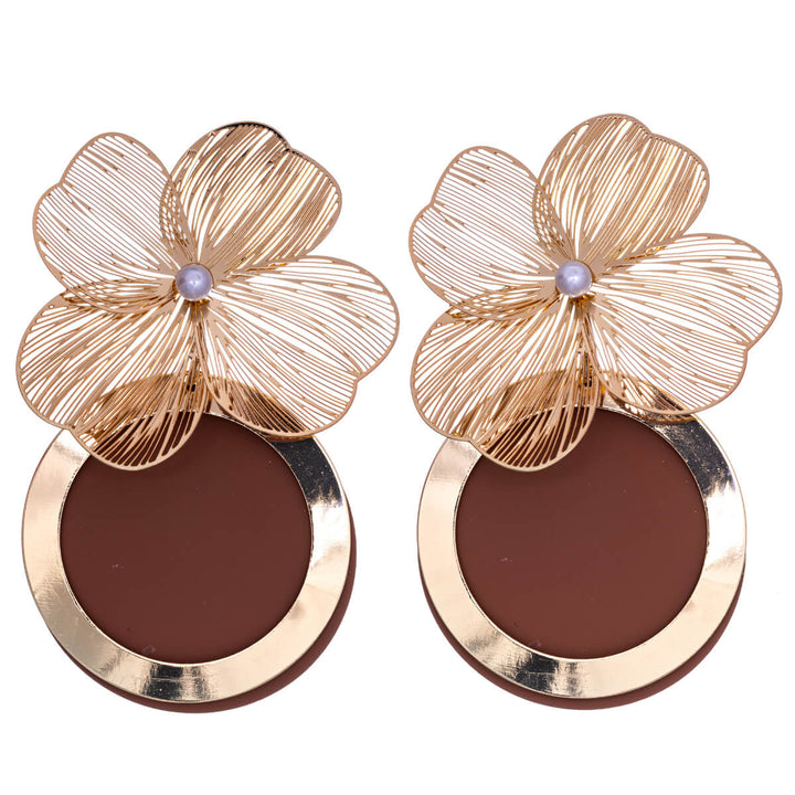 Big flower earrings with ring pendant