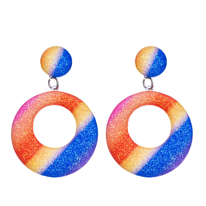Flerfärgade glittrande hängande örhängen