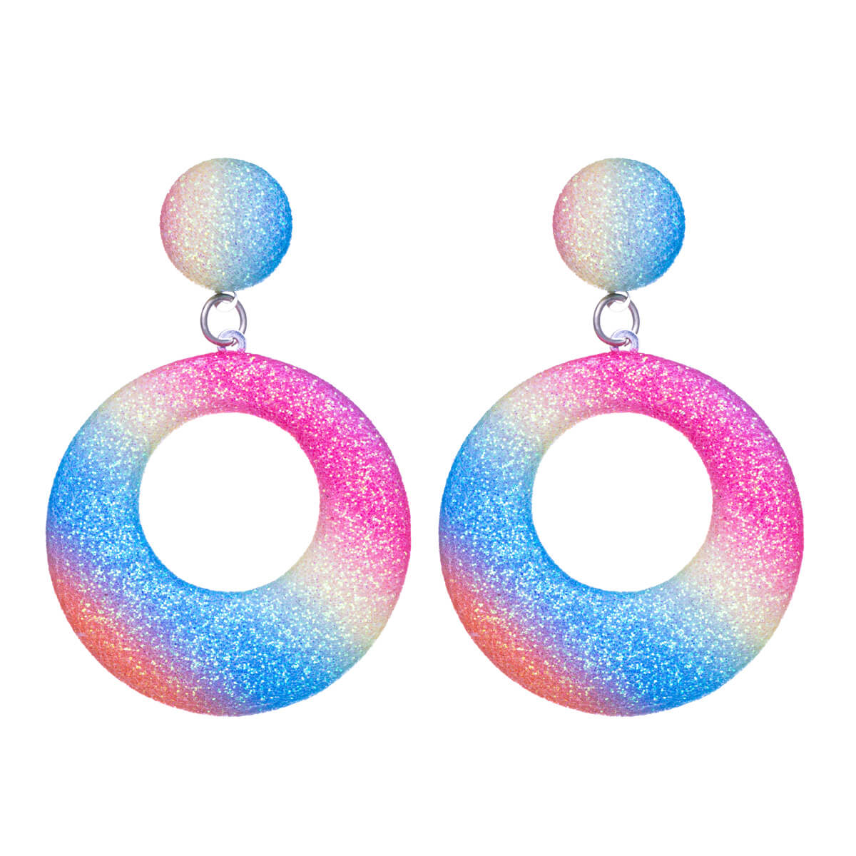 Flerfärgade glittrande hängande örhängen