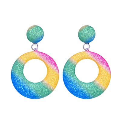 Flerfärgade glittrande hängande örhängen