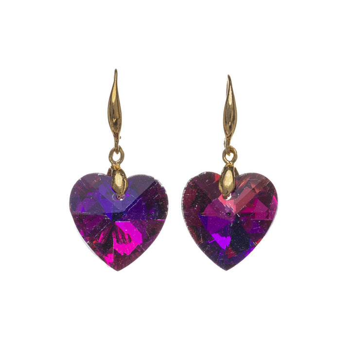 Hanging glass heart earrings