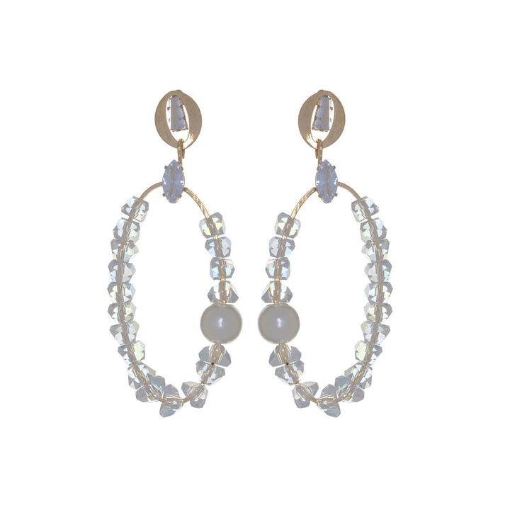 Ovals hanging pearl earrings