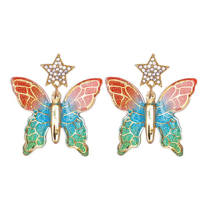 Hanging colourful butterfly earrings