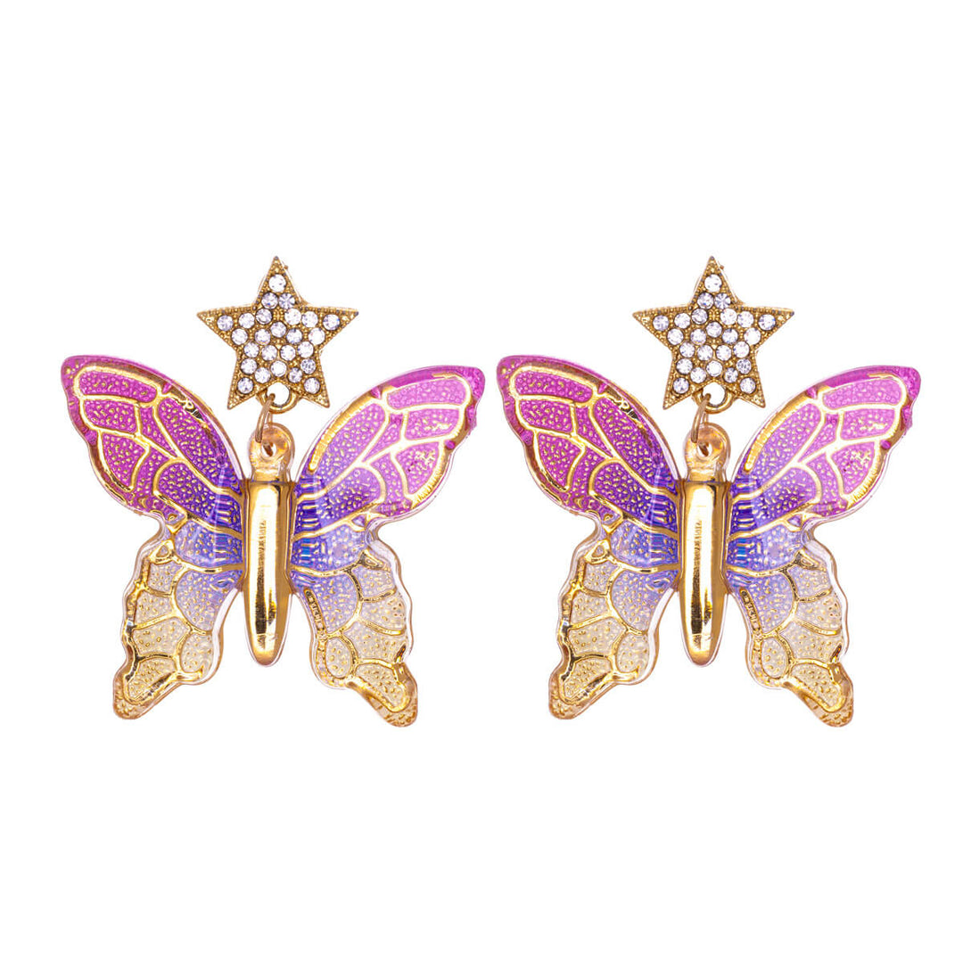 Hanging colourful butterfly earrings