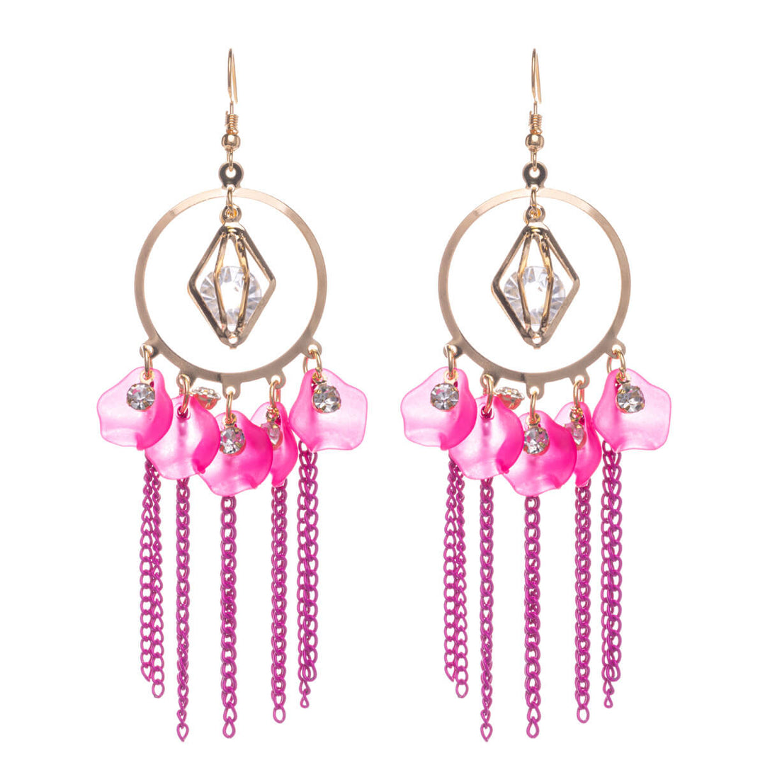 Hanging colourful flower earrings chain pendants