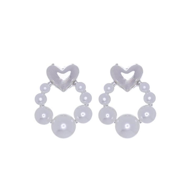 Heart earrings with pearl ring