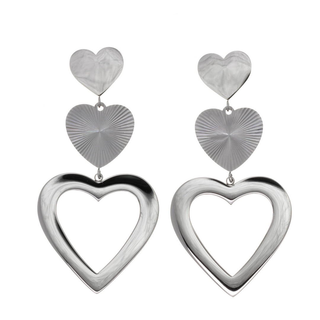 Steel hanging heart earrings (Steel 316L)