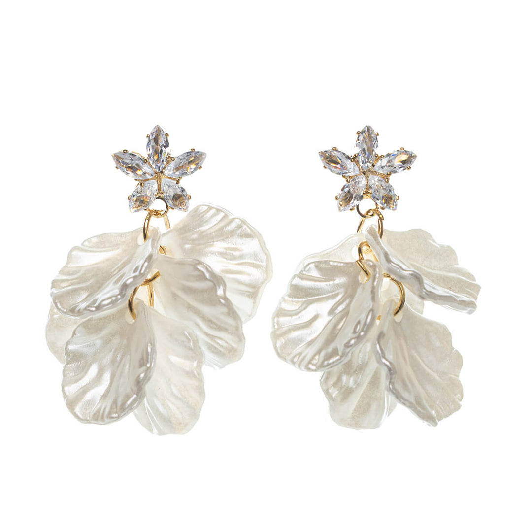 Örhängen med pärlskal och stenstjärna