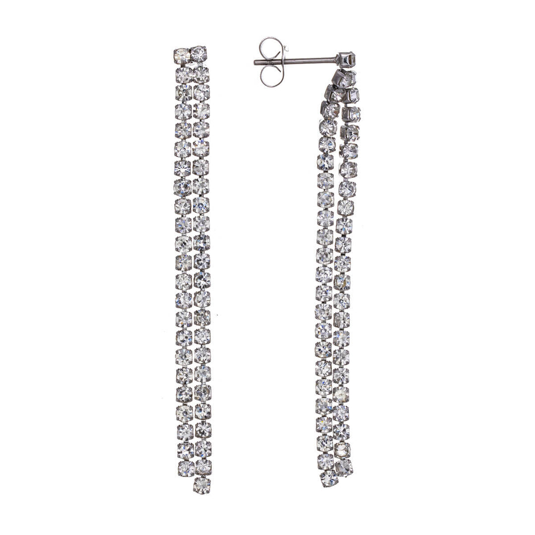 Festive earrings with dangling rhinestones (Steel 316L)