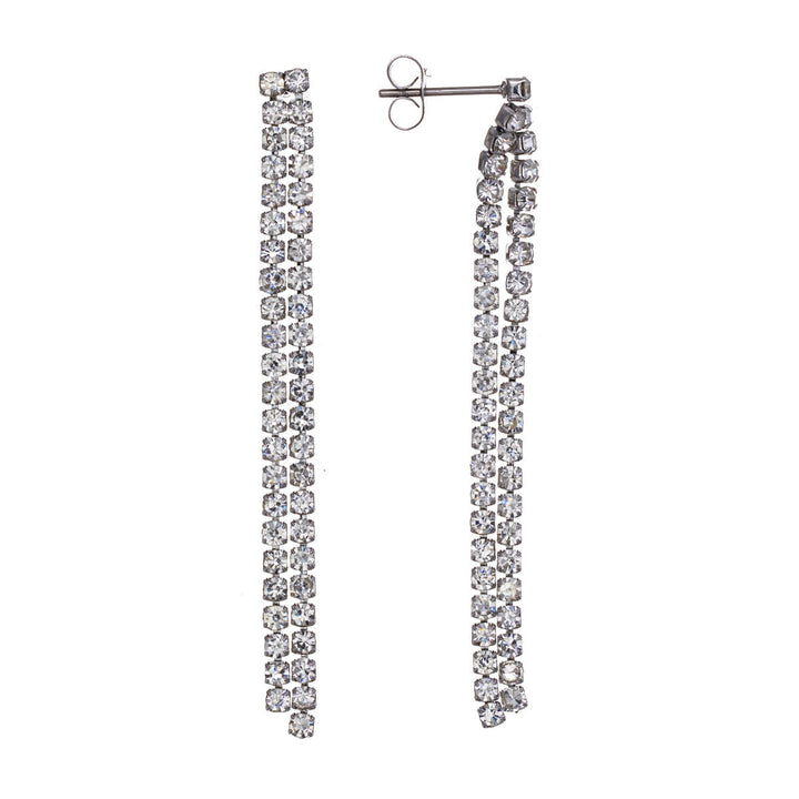 Festive earrings with dangling rhinestones (Steel 316L)