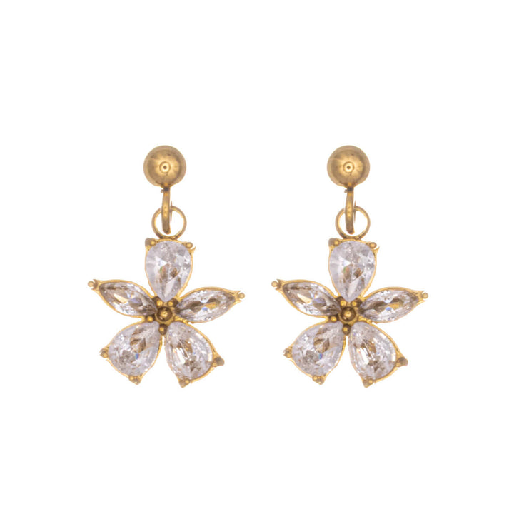 Hängande örhängen med zirkoniumdioxidblommor (stål 316L)