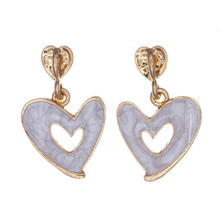 Färgglada hängande hjärtörhängen