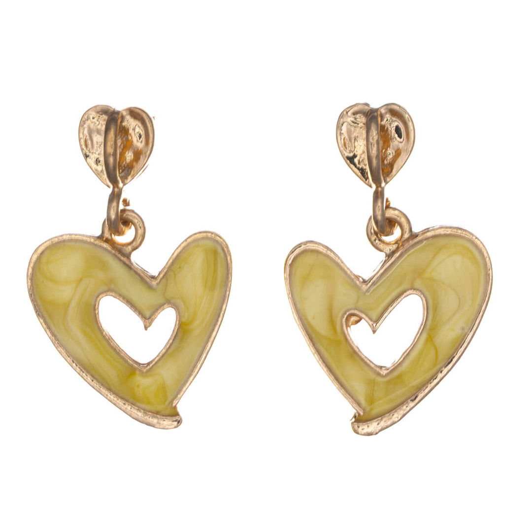 Färgglada hängande hjärtörhängen