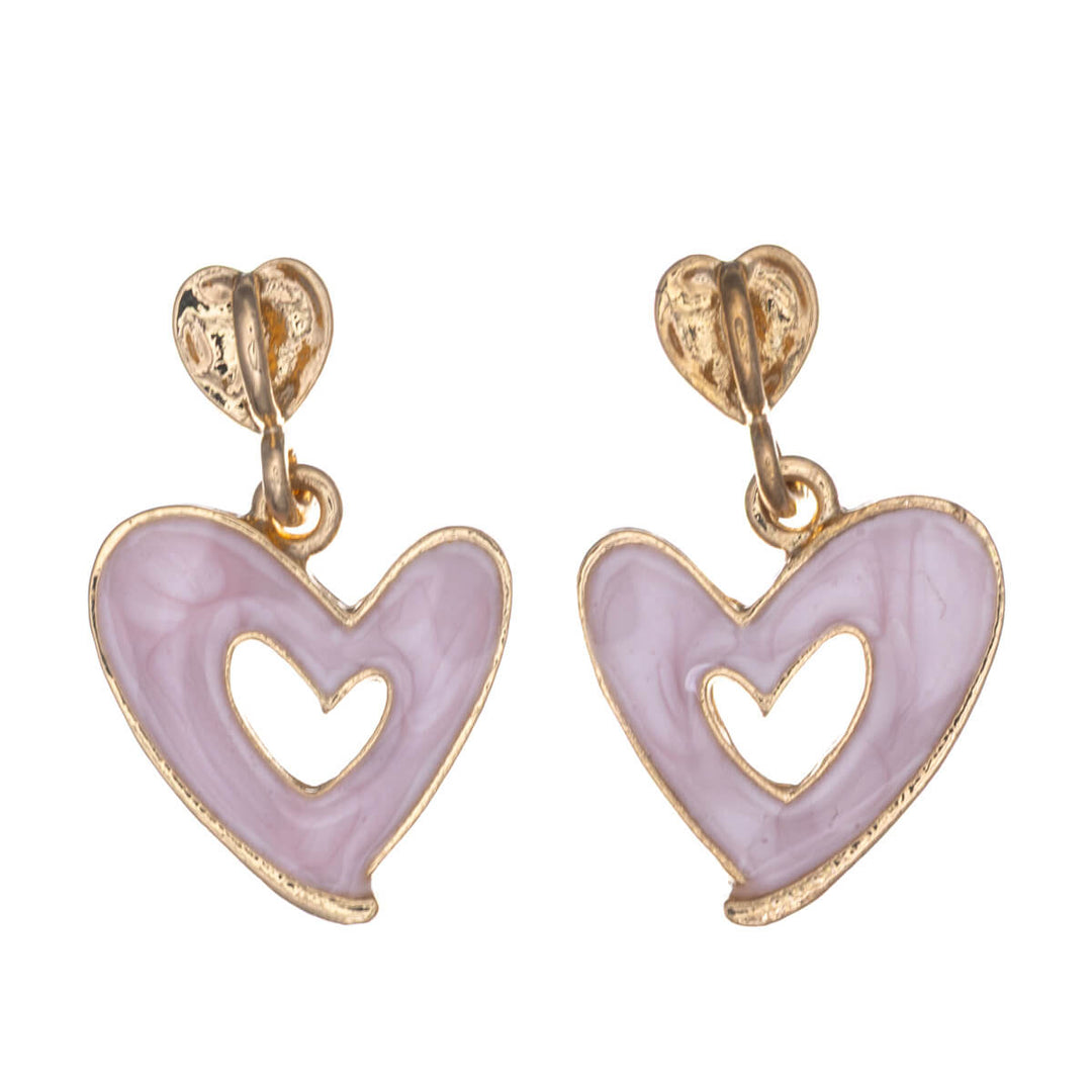 Färgglada hängande hjärtörhängen