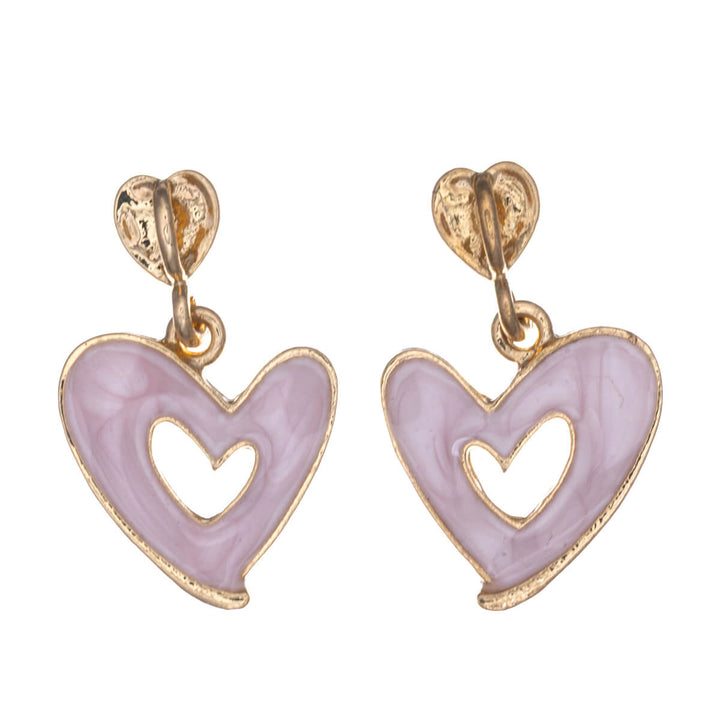 Färgglada hängande hjärtörhängen