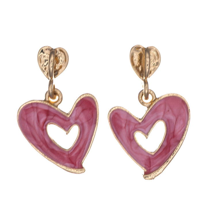 Färgglada hängande hjärtörhängen