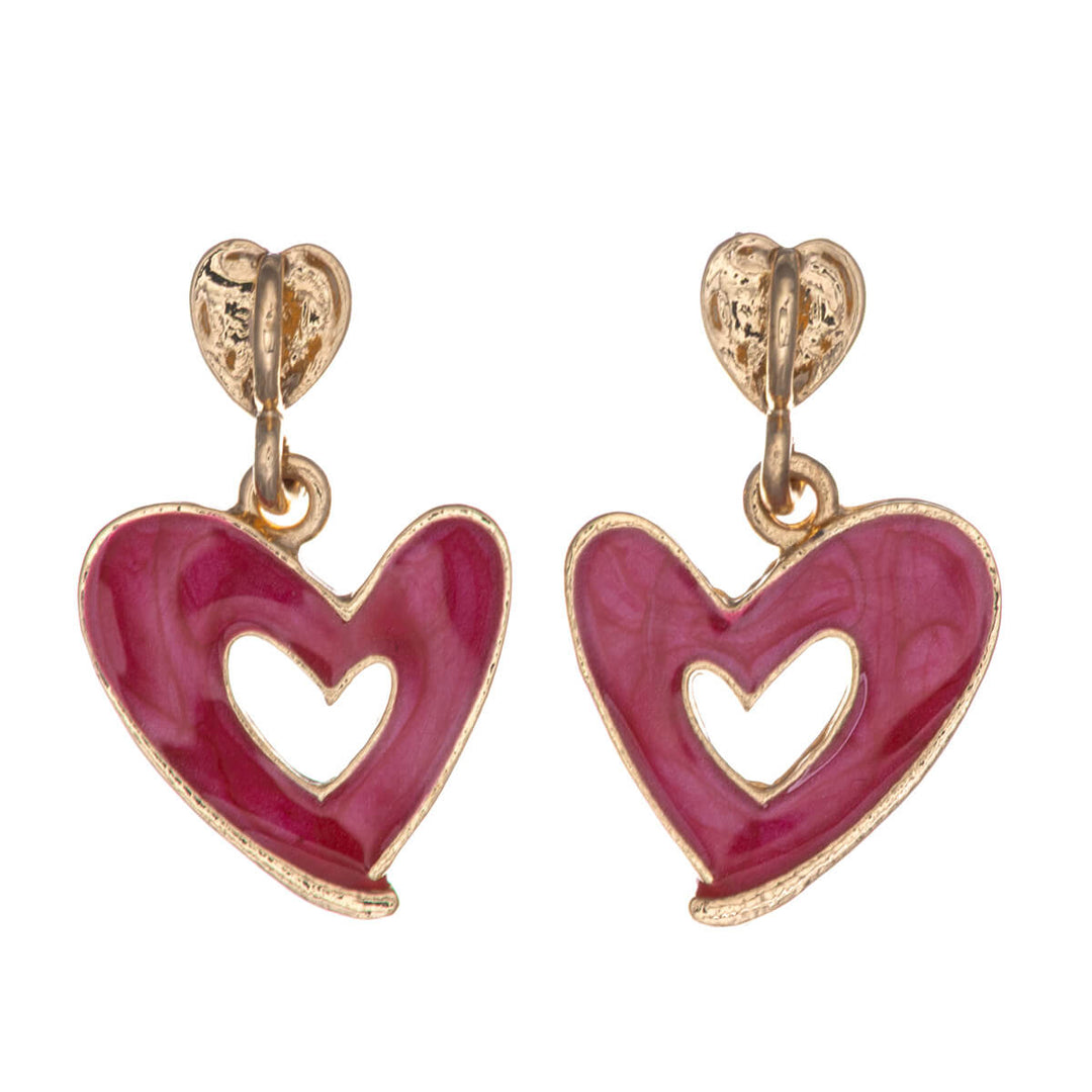 Färgglada hängande hjärtörhängen