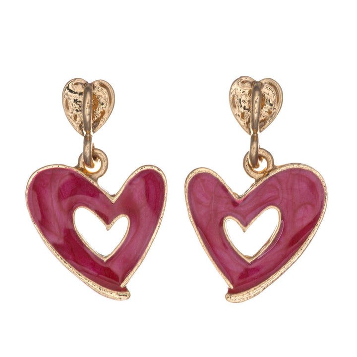 Färgglada hängande hjärtörhängen