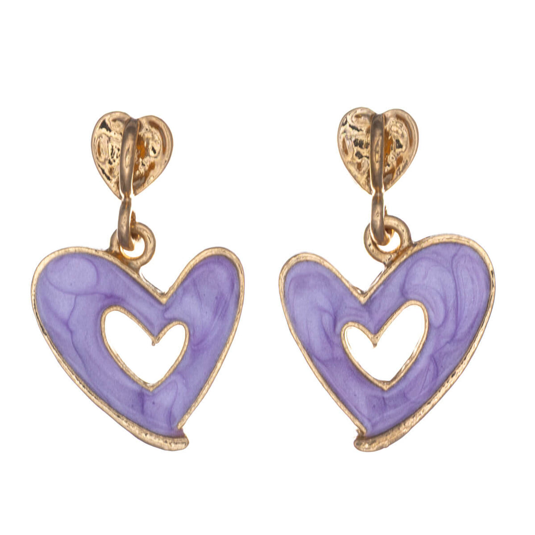 Färgglada hängande hjärtörhängen