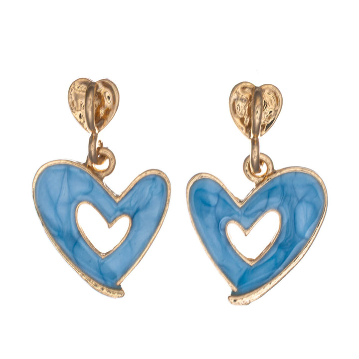 Färgglada hängande hjärtörhängen