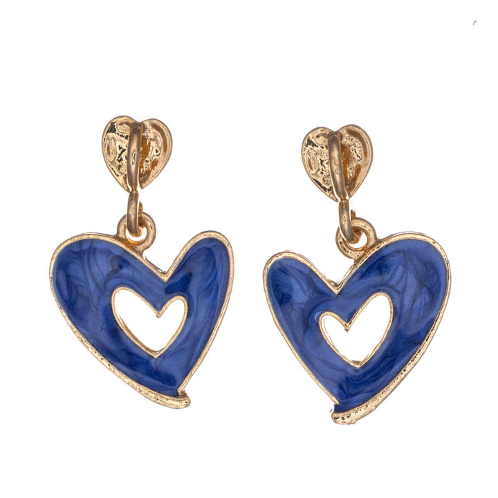 Färgglada hängande hjärtörhängen