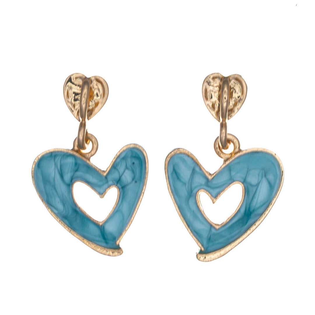 Färgglada hängande hjärtörhängen