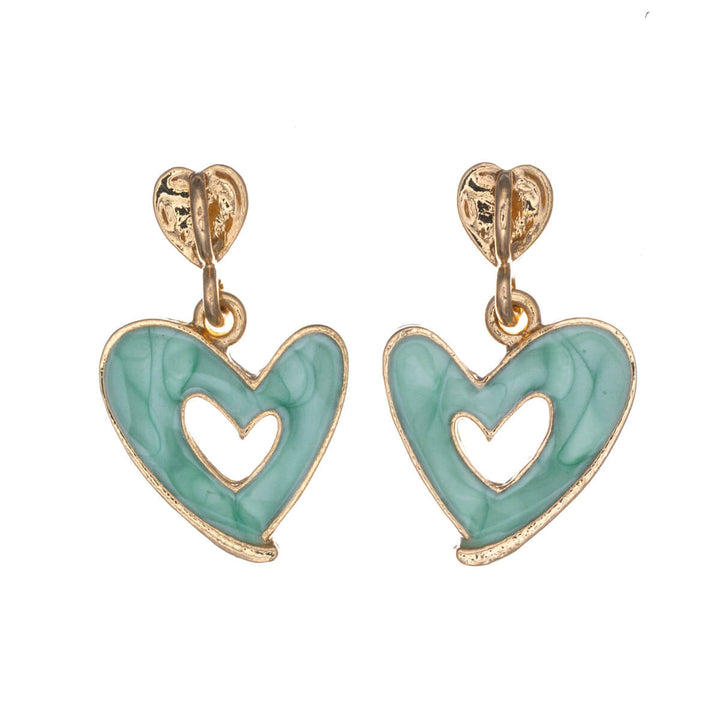 Färgglada hängande hjärtörhängen