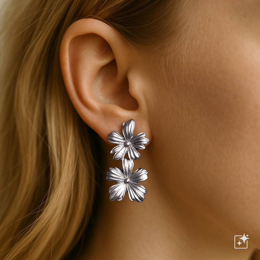 Örhängen med hängande blommor (stål 316L)