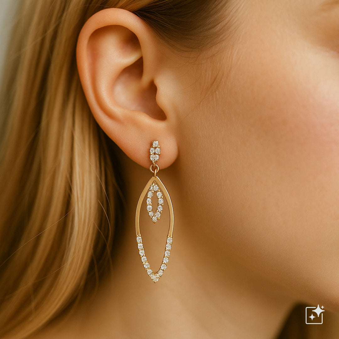 Strassörhängen med upphängningsspetsar