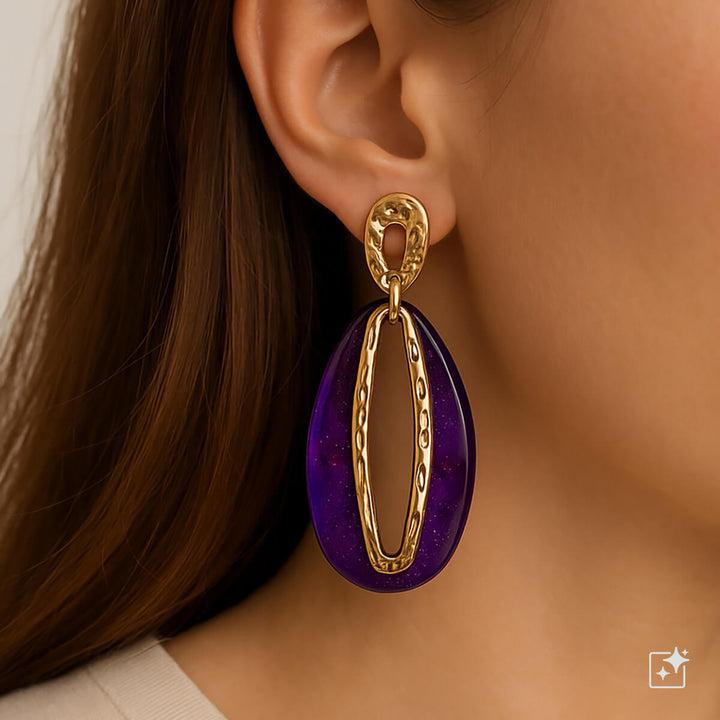 Färgglada, glittrande ovala dinglande örhängen