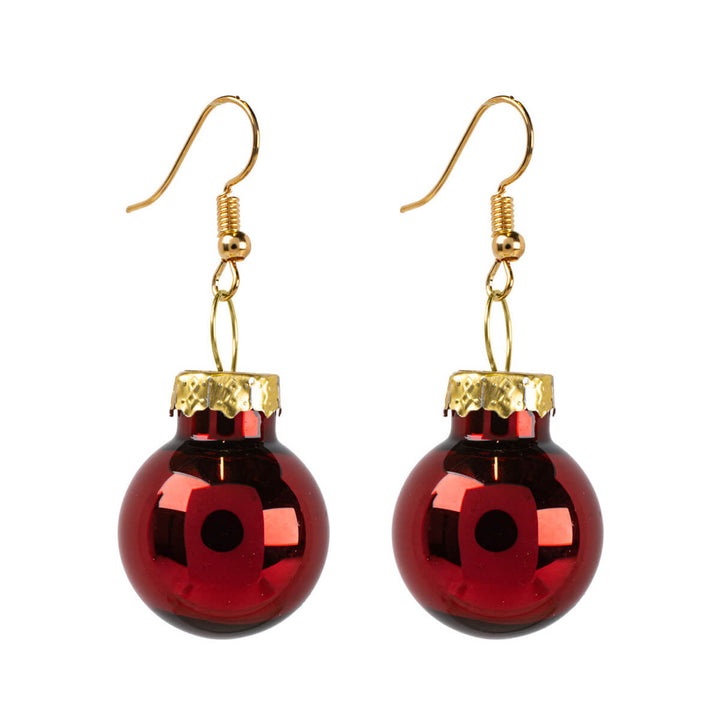 Mirrored Christmas ball earrings ø2cm (316L steel)