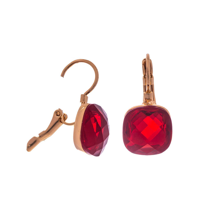 Dangle party earrings with square stones (316L steel)