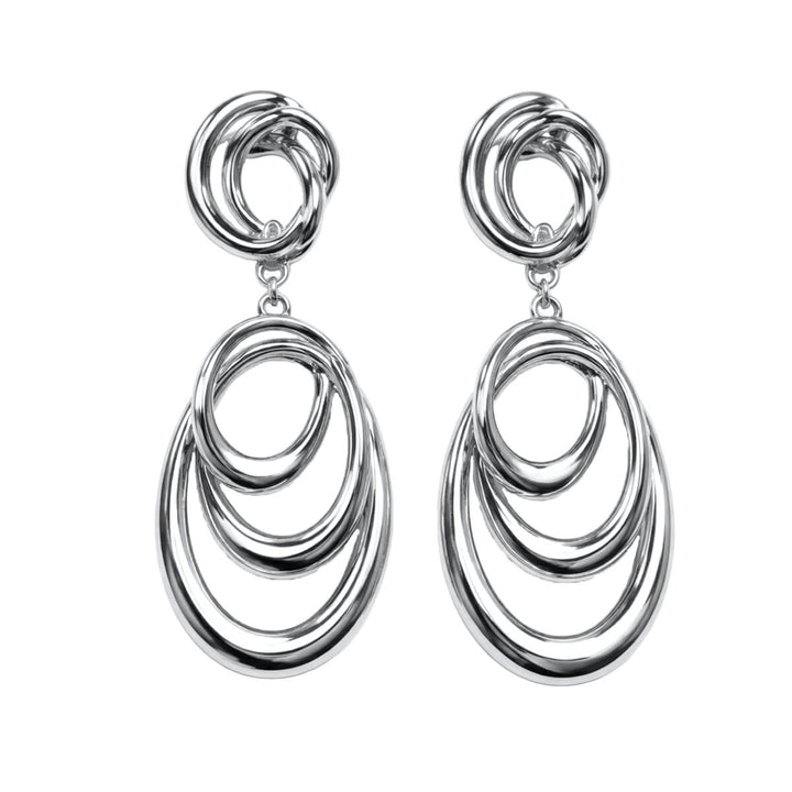 Layered oval hoop earrings, dangling style