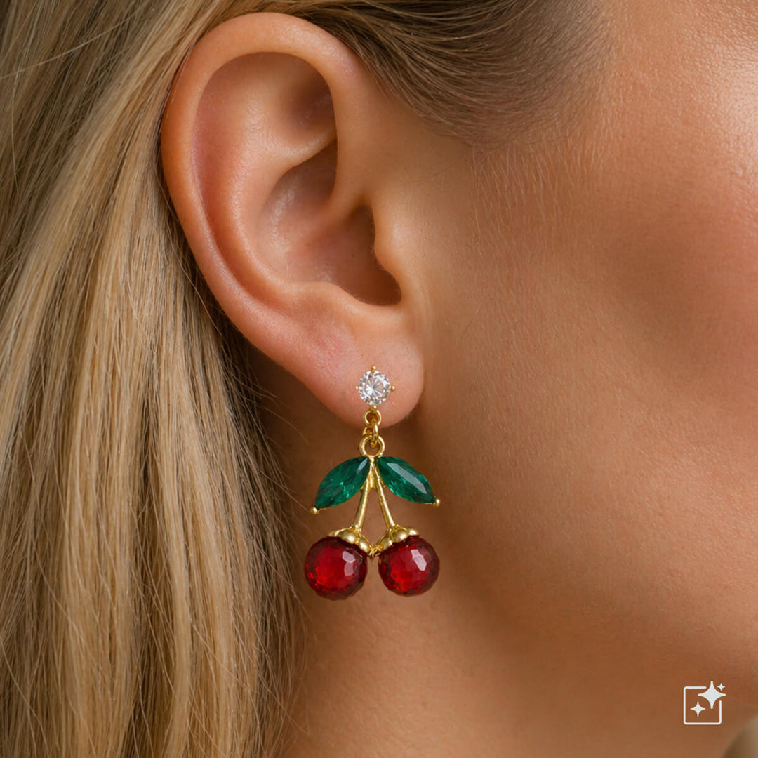 Cherry Earrings – with stones Drop earrings