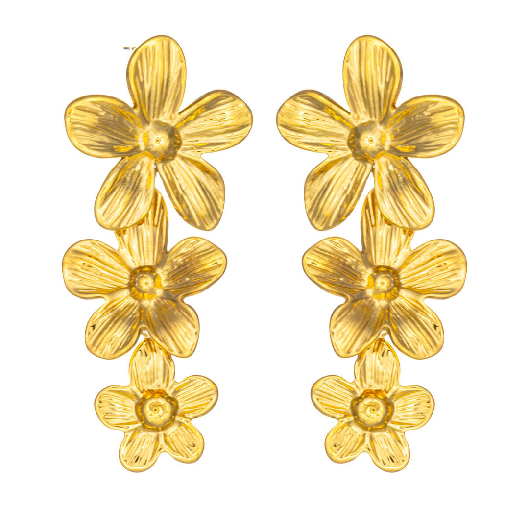 Stunning floral earrings – a dangling multi-flower design in steel