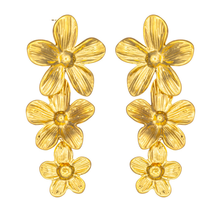 Stunning floral earrings – a dangling multi-flower design in steel