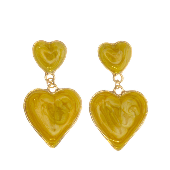 Colorful dangling heart earrings