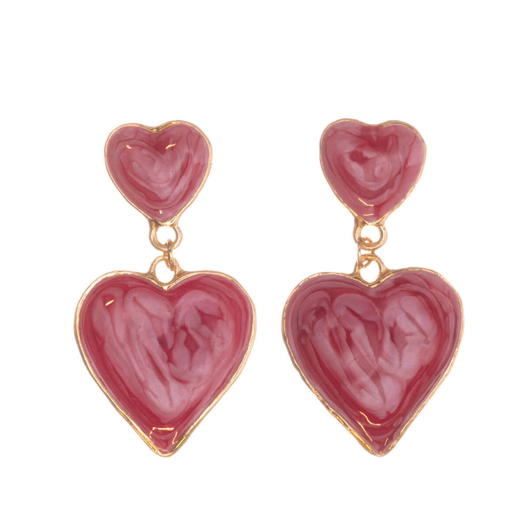 Colorful dangling heart earrings