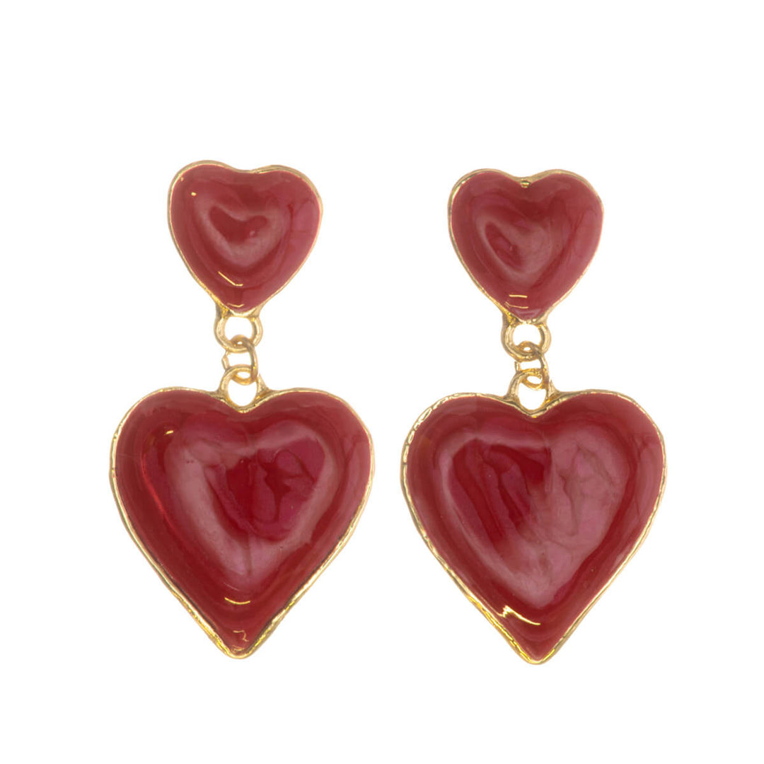Colorful dangling heart earrings
