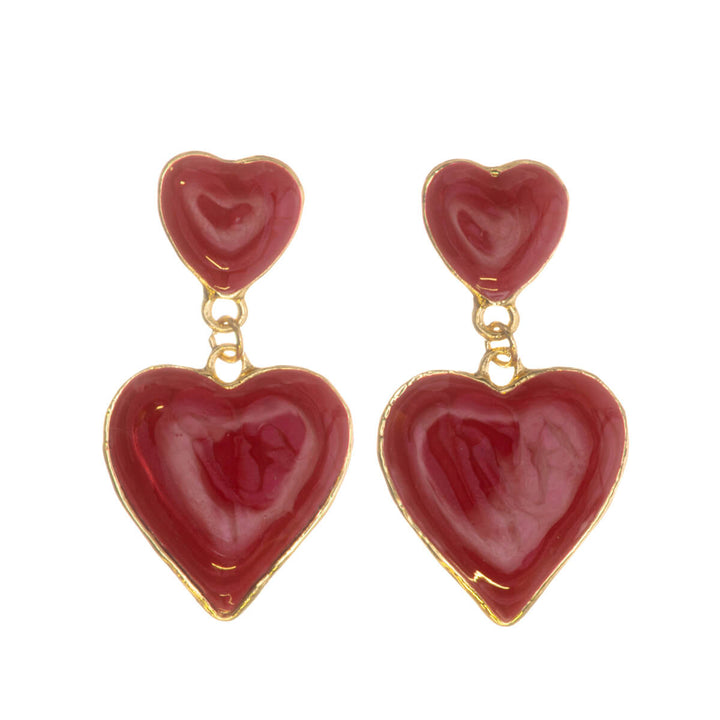 Colorful dangling heart earrings