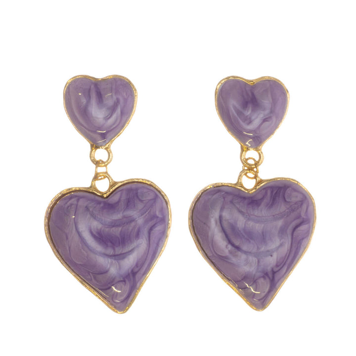 Colorful dangling heart earrings