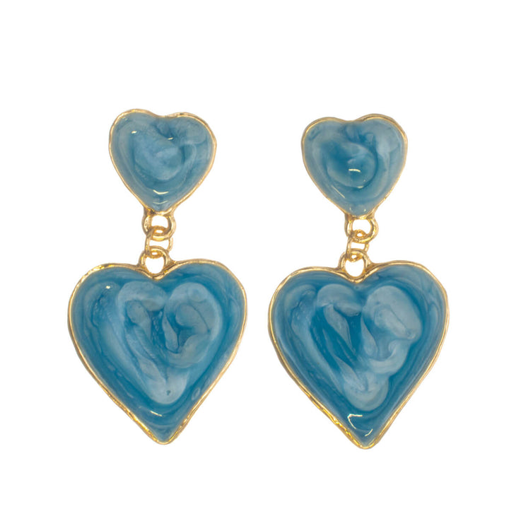 Colorful dangling heart earrings