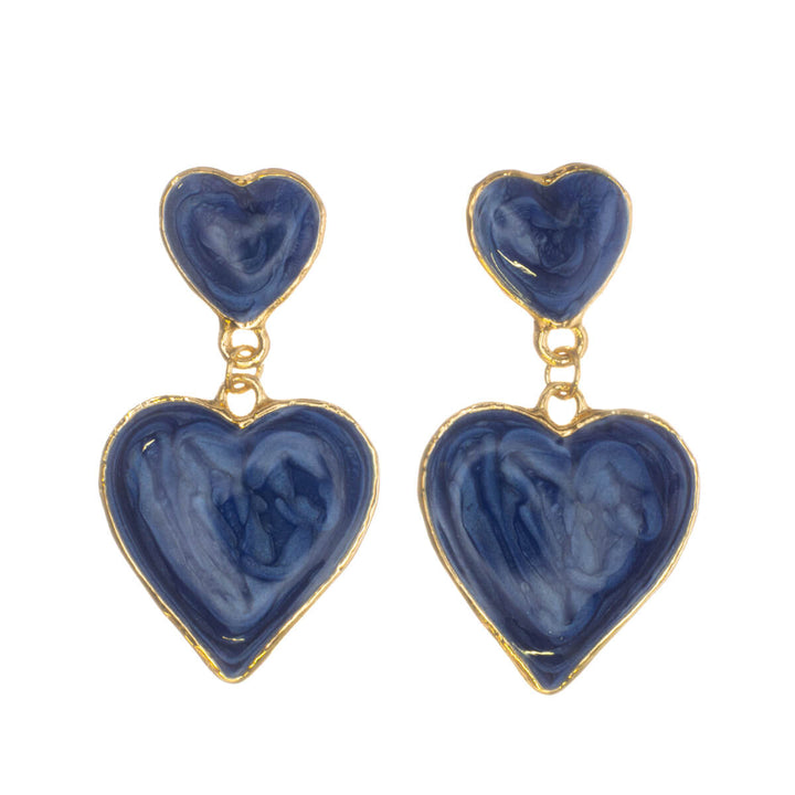 Colorful dangling heart earrings