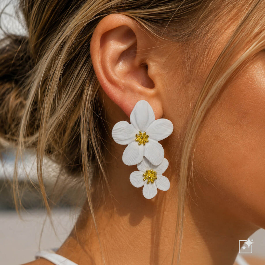Färgglada blommiga örhängen – hängande modell med flera blommor (316L-stål)